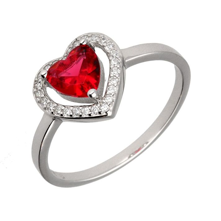 Silver Ring Us Size #6 #7 #8 Ruby Heart