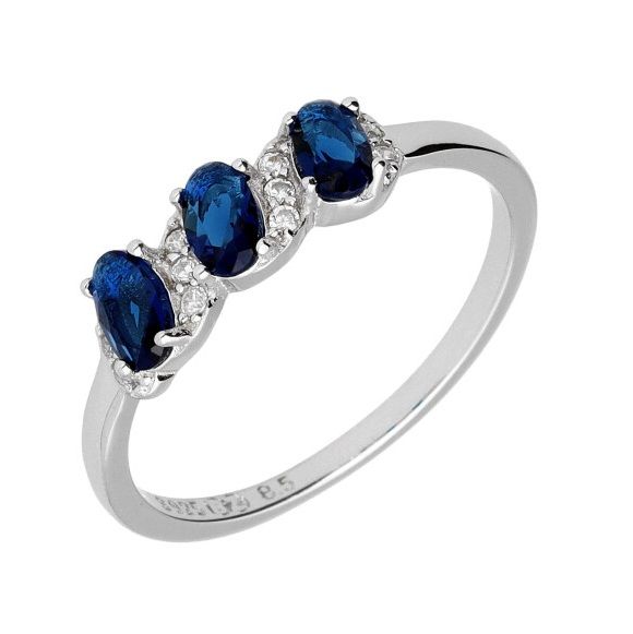 Silver Ring Us Size: #6 #6.5 #7 #7.5 #8 #8.5 Sapphire