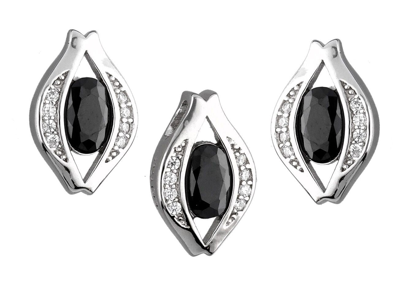 Silver Jewelry Set Black