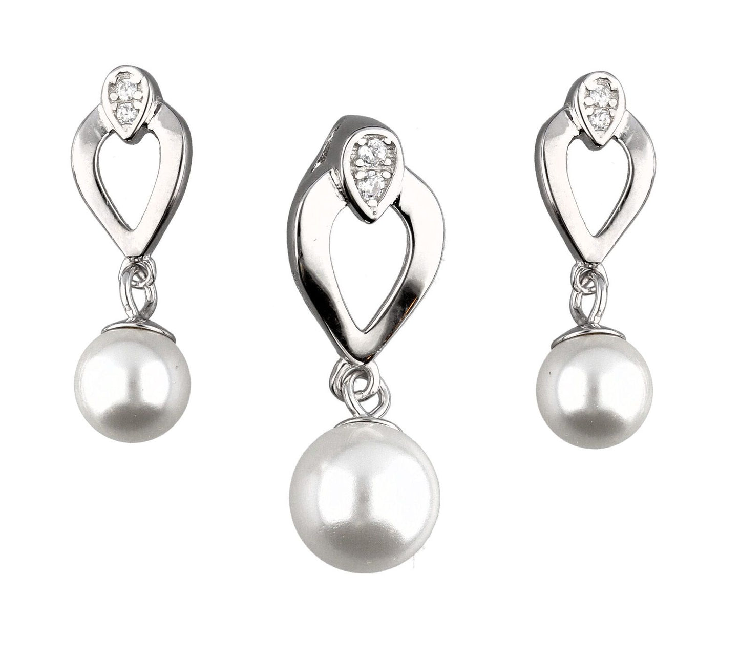 Silver Jewelry Set Pearl