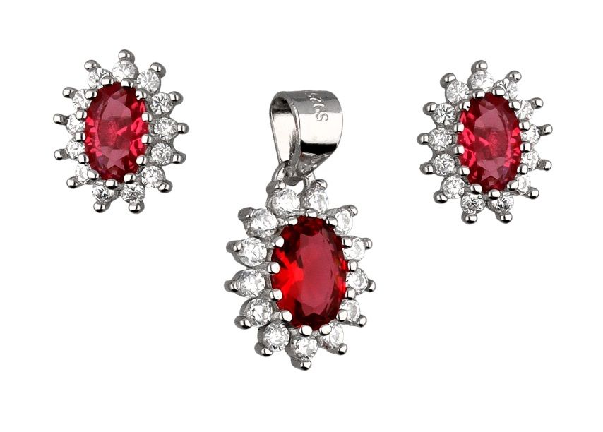 Silver Jewelry Set Ruby