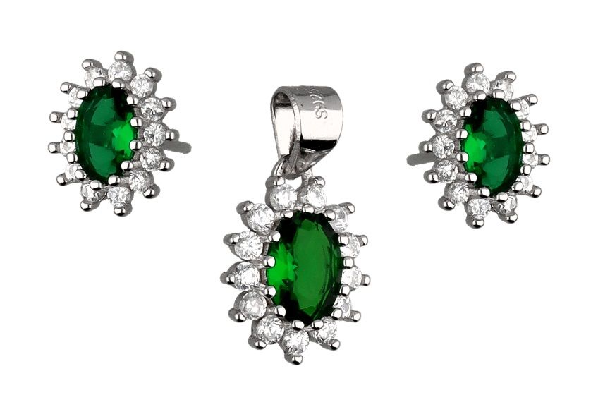 Silver Jewelry Set Emerald