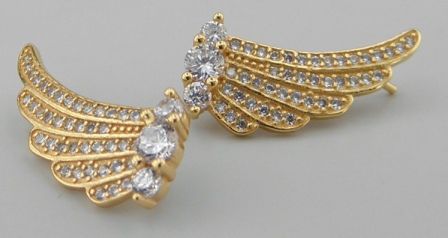 Sudraba auskari Apzeltīti Wings Ear Cuff