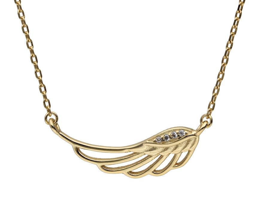 Silver Necklace Gold Plated Wings