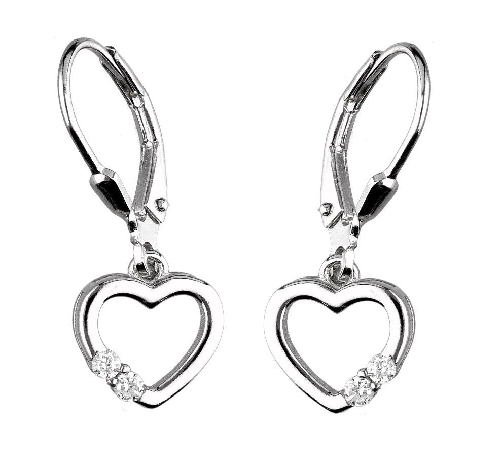 Silver Earrings Heart English Long