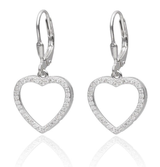 Silver Earrings Heart English Long