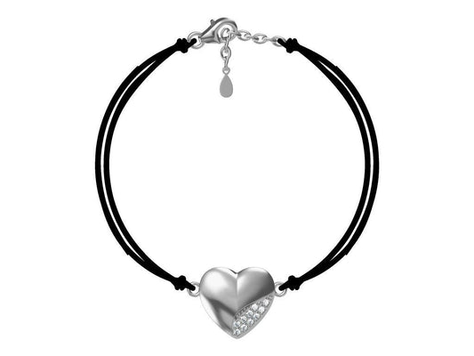 Silver Bracelet Black Heart