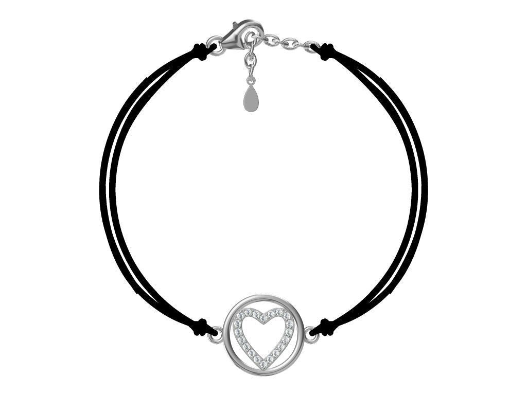 Silver Bracelet Black Heart