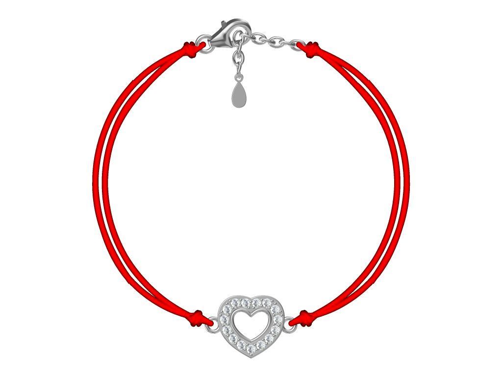 Silver Bracelet Red Heart