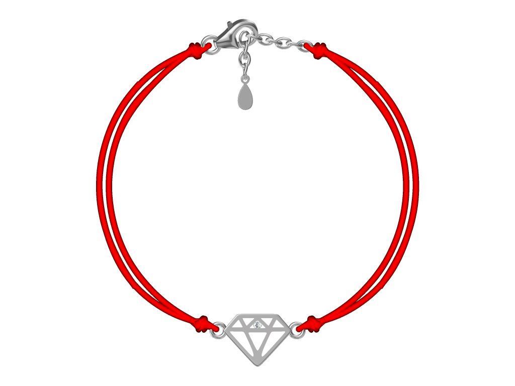 Silver Bracelet Red Diamond