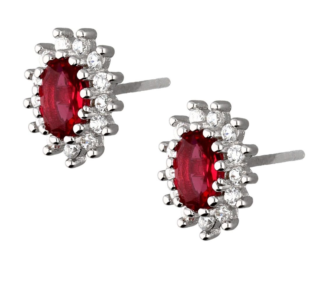 Silver Earrings Ruby