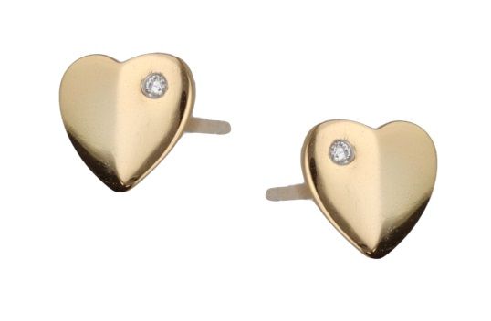 Silver Earrings Gold Plated Heart