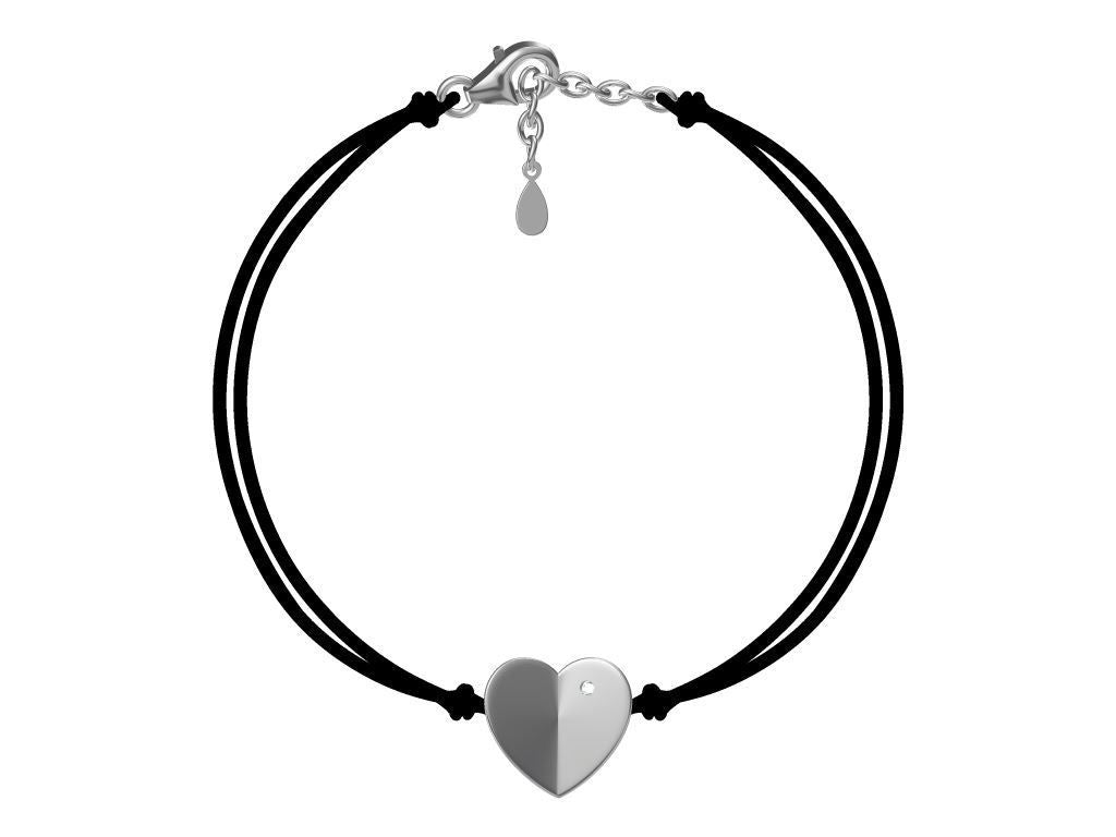 Silver Bracelet Black Heart