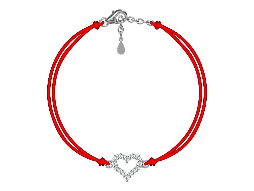 Silver Bracelet Red Heart