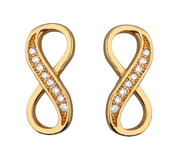 Silver Earrings Gold Infinity 