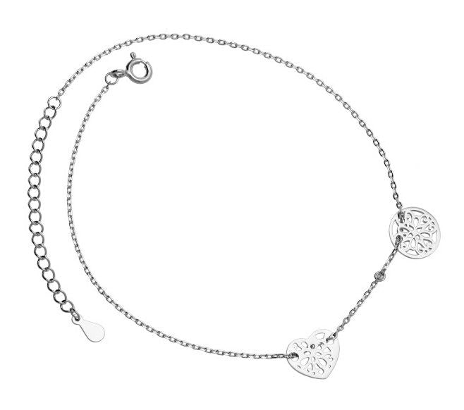 Silver Anklet 22+3 cm Heart