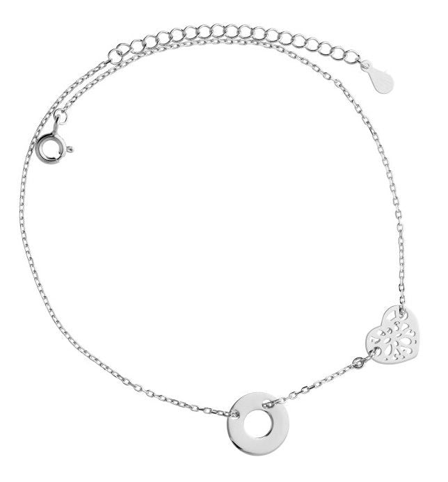 Silver Anklet 22+4 cm Heart