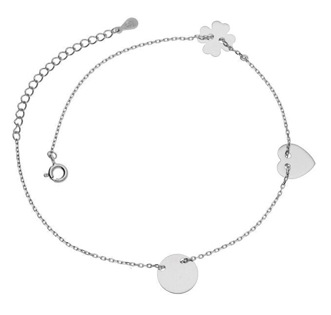 Silver Anklet 22+4cm Clover Heart