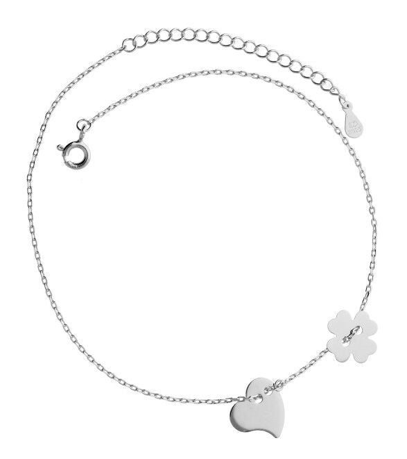 Silver Anklet 22+4 cm Clover Heart