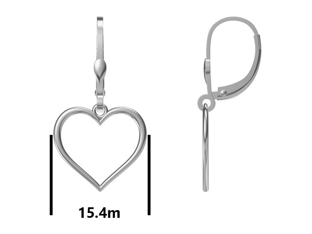 Silver Earrings Heart English Long