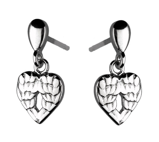 Silver Earrings Heart Wings