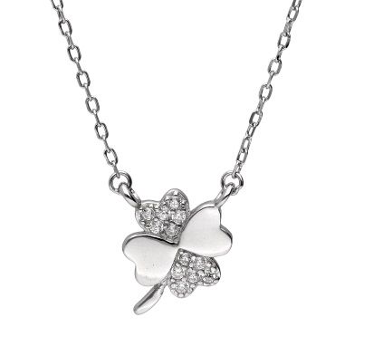 Silver Necklace Clover