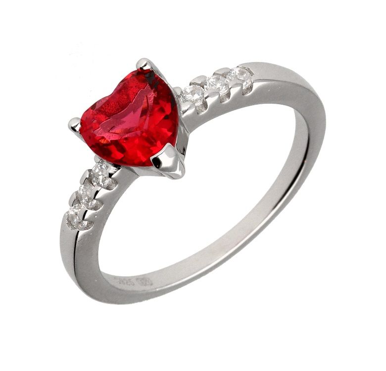 Silver Ring Us Size #6 #7 #8 Ruby ​​Heart