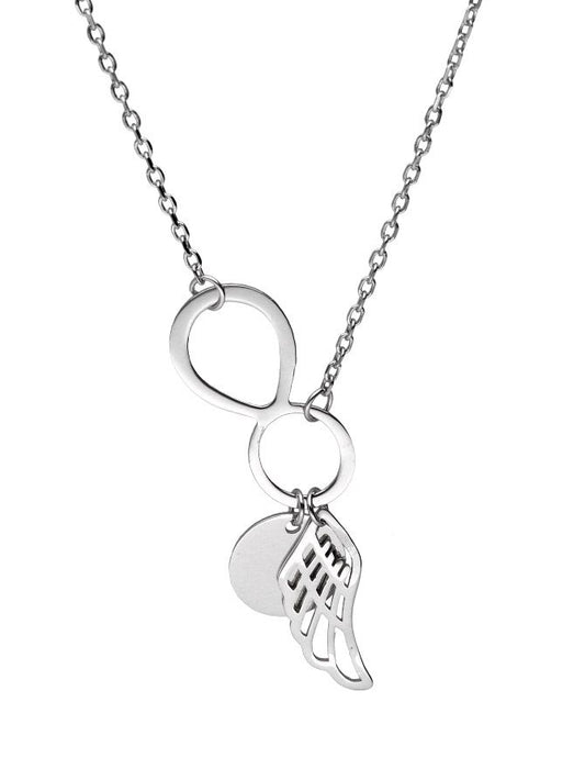 Silver Necklace Infinity Wing