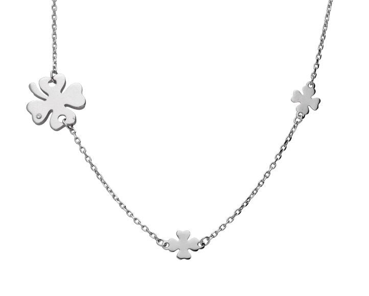 Silver Necklace Clover
