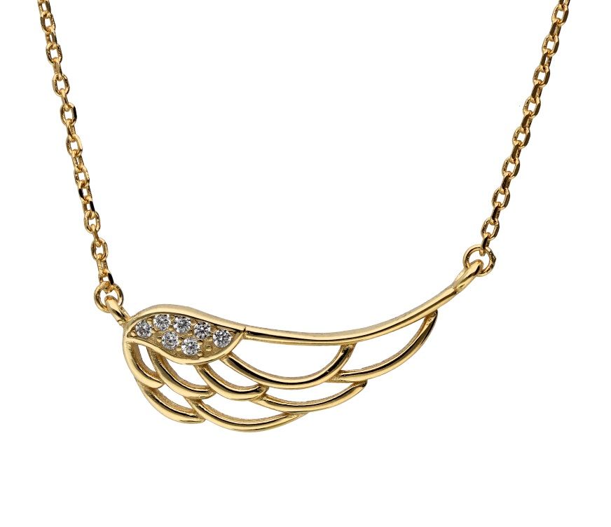 Silver Necklace Gold Plated Wings