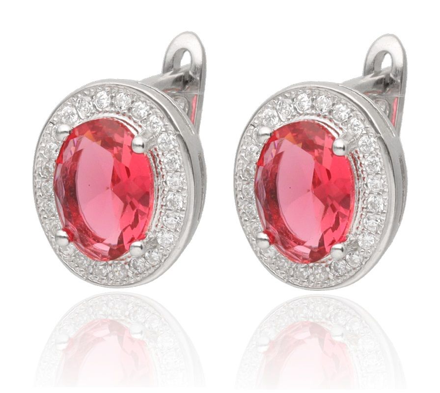 Silver Earrings Ruby