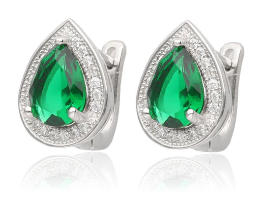 Silver Earrings Emerald