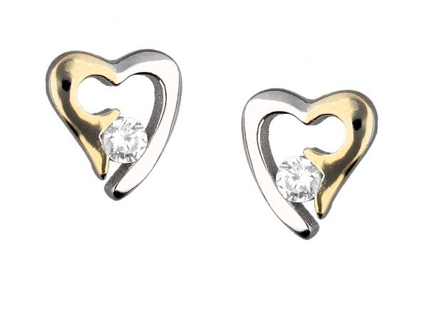 Silver Earrings Rhodium&Gold Heart