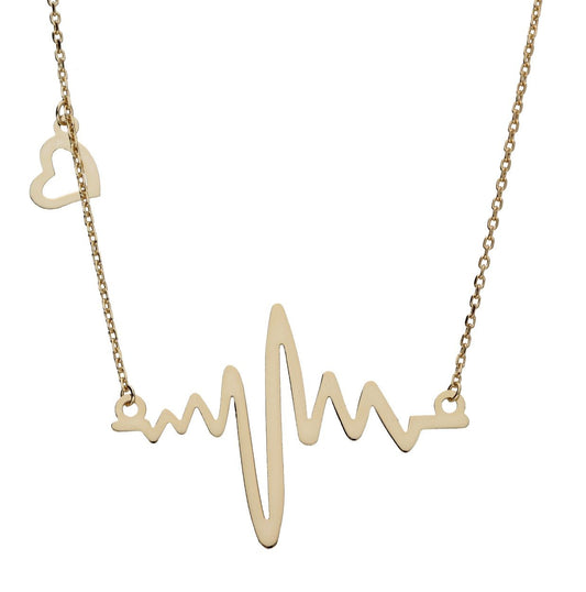 Silver Necklace Heartbeat Gold Plated