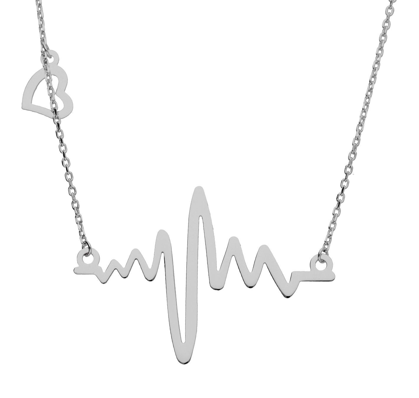 Silver Necklace Heartbeat