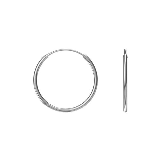 Silver Earrings Hoop 2 x 25 mm Infinity Closure