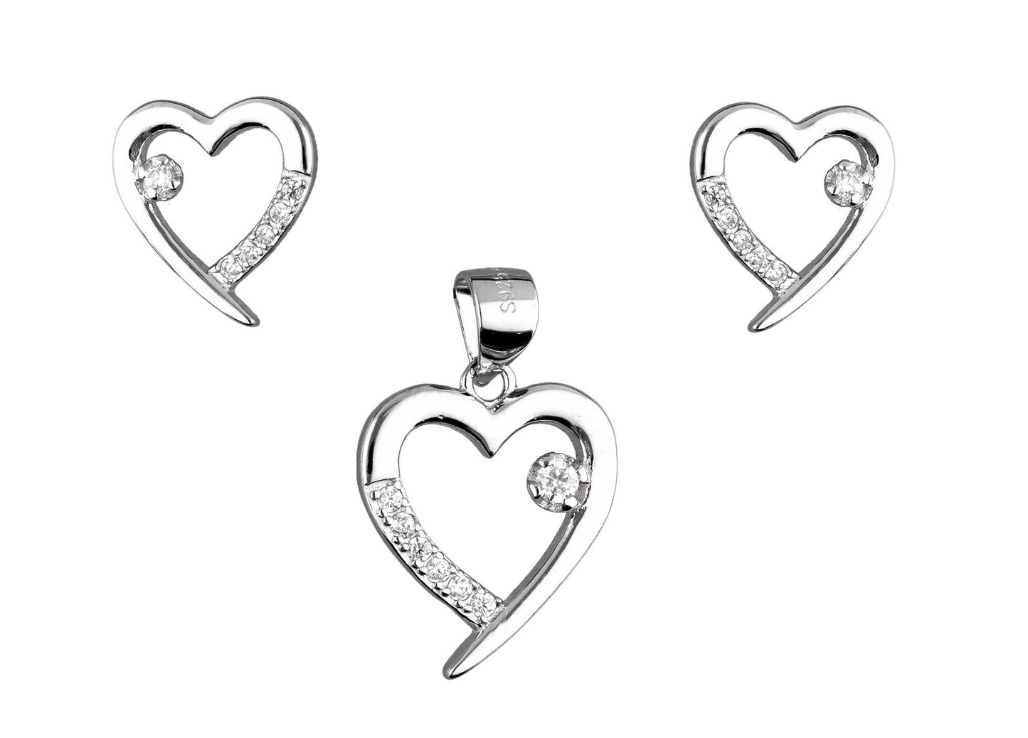 Silver Jewelry Set Heart