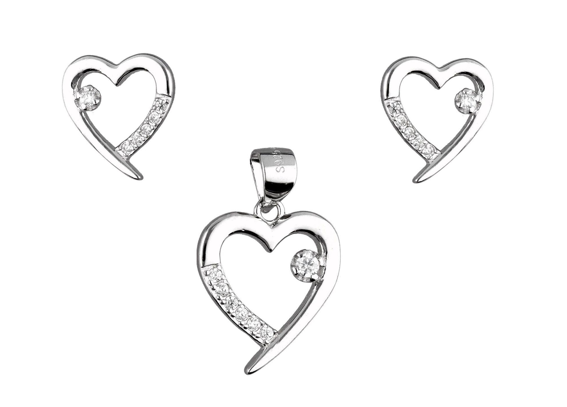 Silver Jewelry Set Heart