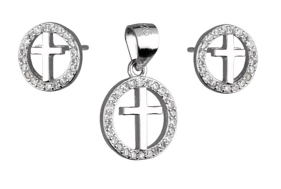 Silver Jewelry Set As2017120 Cross