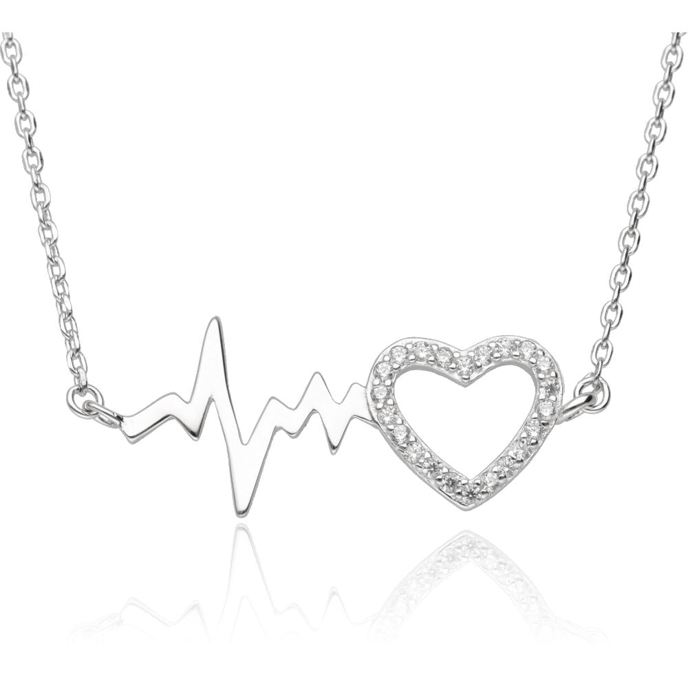 Silver Necklace Heartbeat