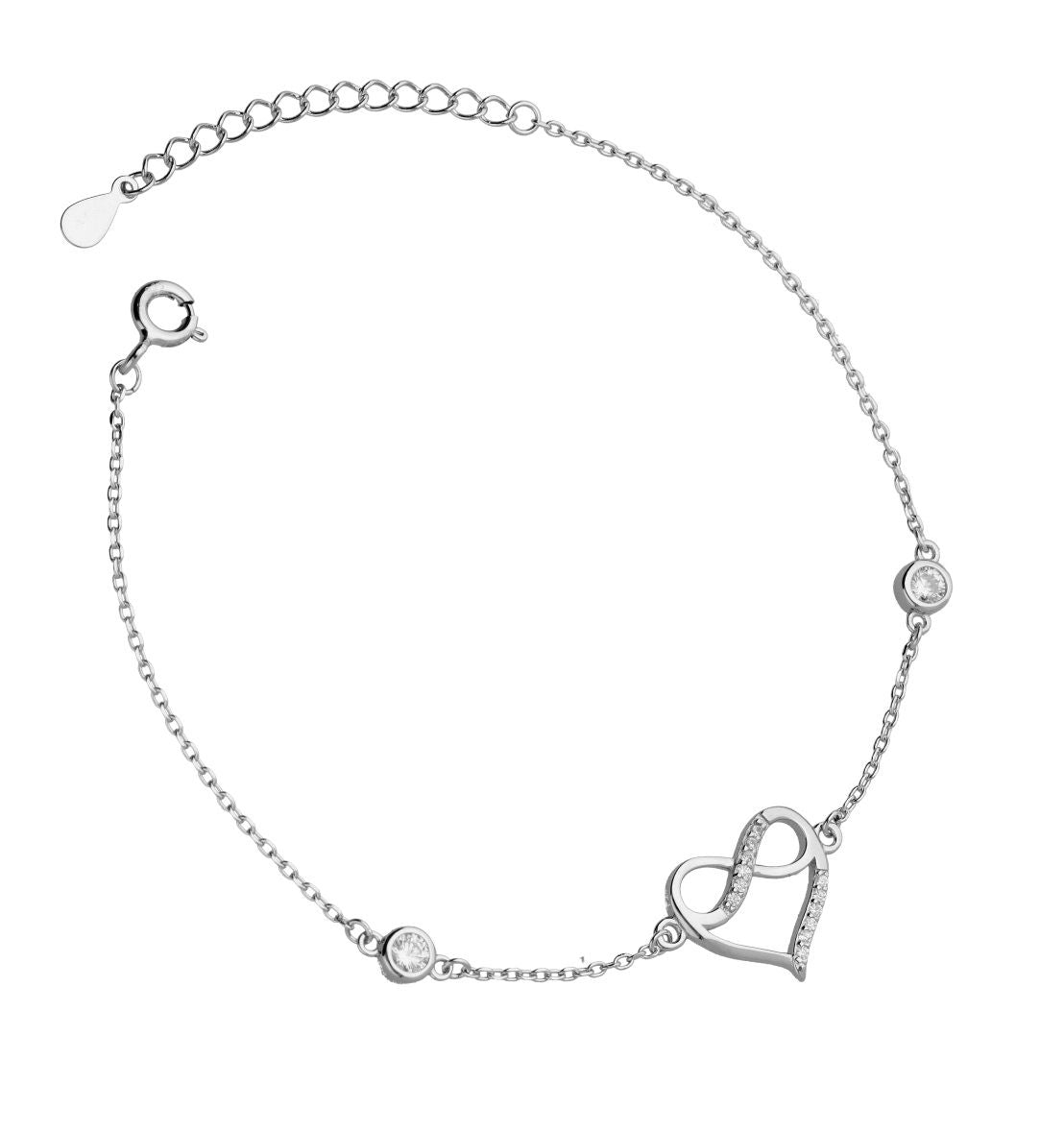 Silver Bracelet Infinity Heart