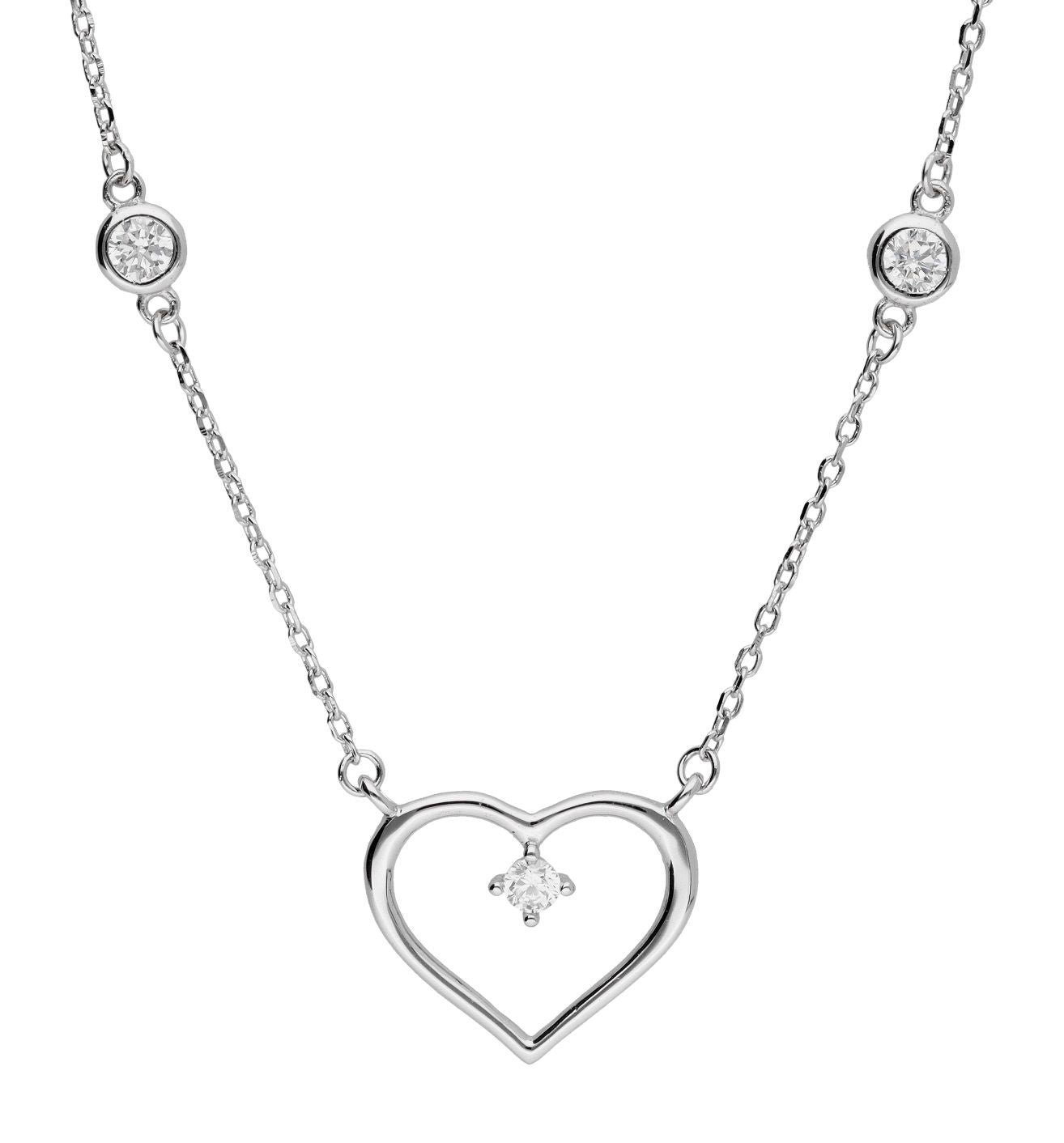 Silver Necklace Heart 