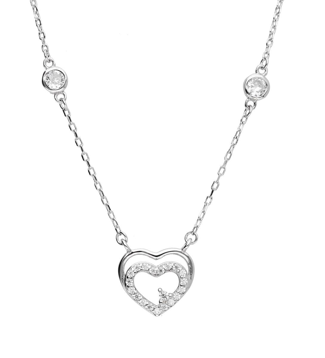 Silver Necklace Heart 