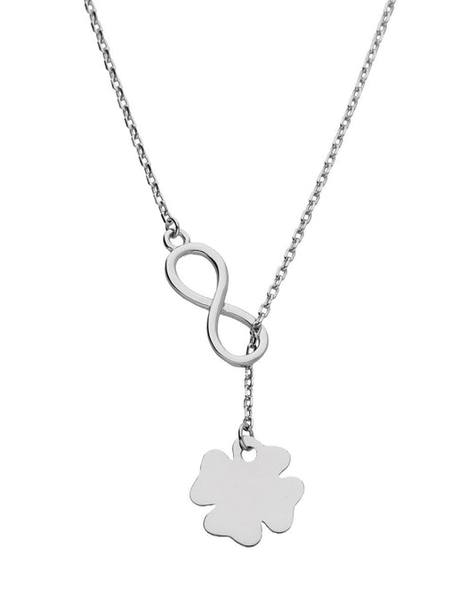 Silver Necklace Infinity Clover