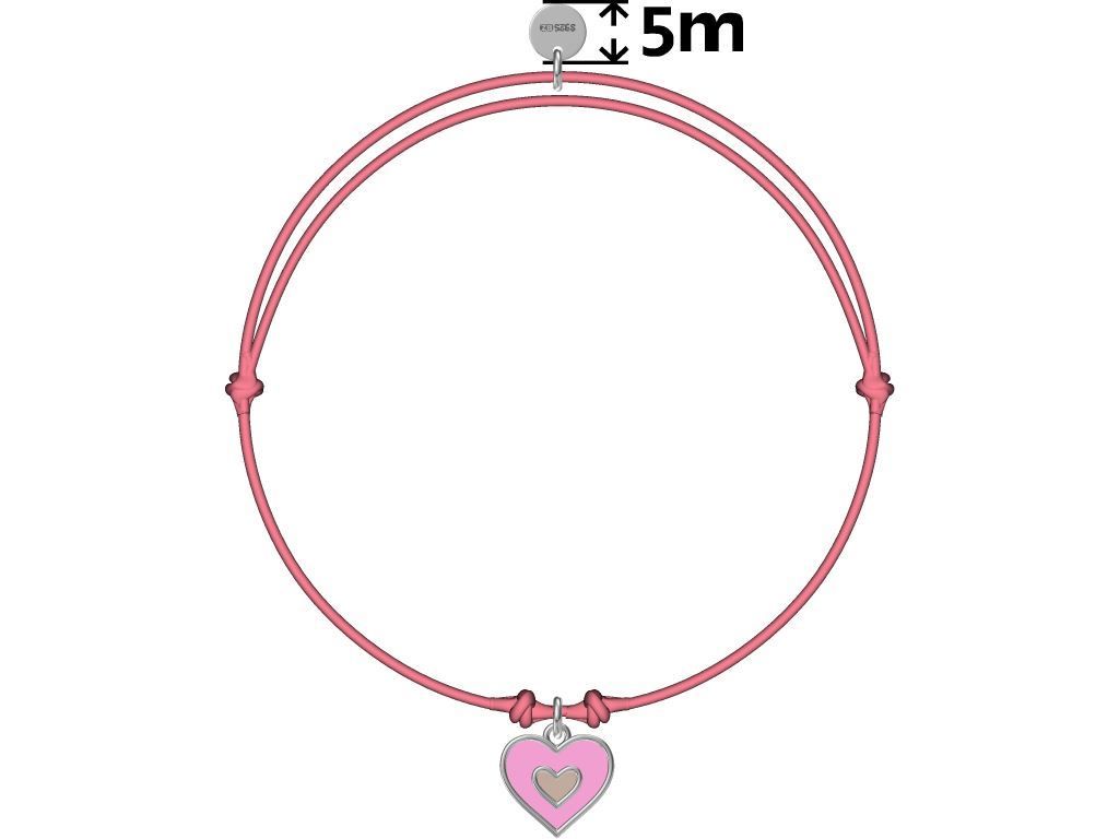 Silver Bracelet Pink Kids Heart