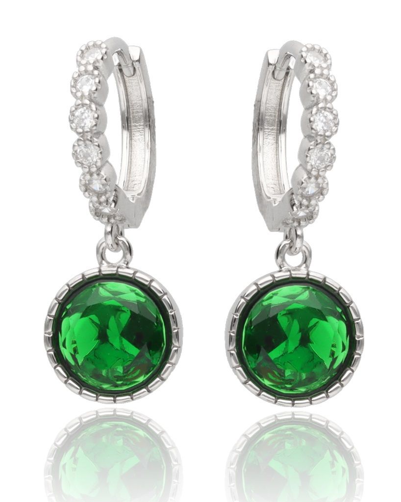 Silver Earrings Emerald