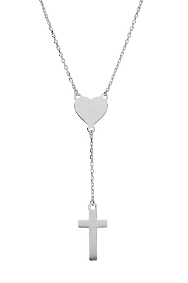 Silver Necklace Cross Heart