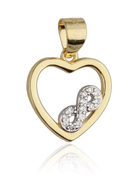 Silver Pendant Gold & Rhodium Infinity Heart