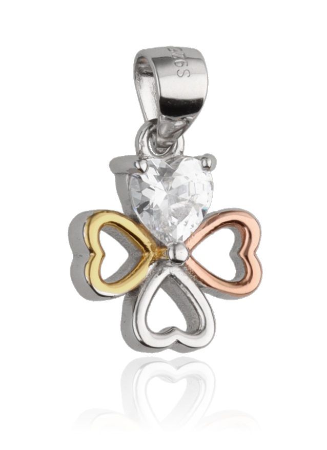 Silver Pendant Rhodium&Gold&Rose Gold Clover