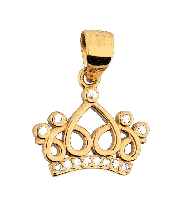 Silver Pendant Gold Plated Crown